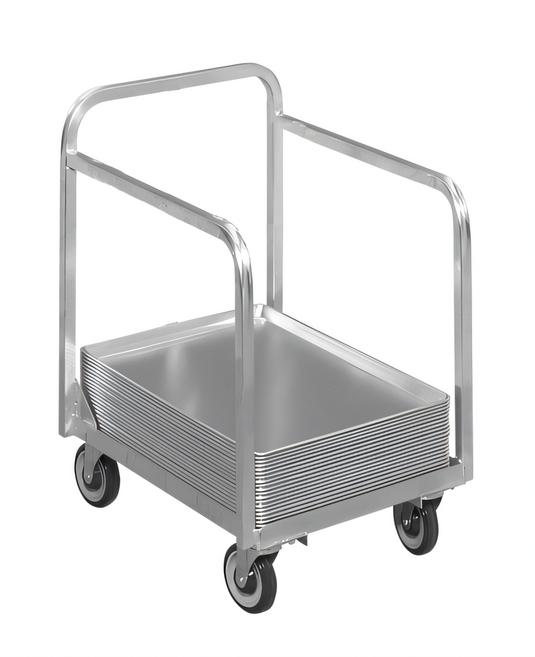 Product image #2 for Channel Aluminum Bun Pan / Dough Box Dolly, 100-Pan Capacity, 5-Inch Swivel Plate Casters