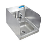 Thumbnail image #1 for BK Resources BKHS-D-SS-SS-P-G Wall-Mounted 304 Stainless Steel Hand Sink, 9 x 9 x 5-Inch Bowl, Faucet, Dual Side Splashes