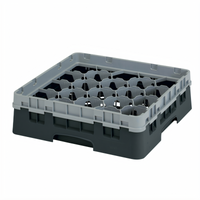 Cambro Camrack Full-Size 20-Compartment Glass Rack with Soft Gray Extender, Black