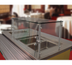 Thumbnail image #1 for Advance Tabco Sleek Shield Single-Sided Cafeteria Style Food Shield with Adjustable Front Glass and Glass Top Shelf, 132W x 18D x 18H