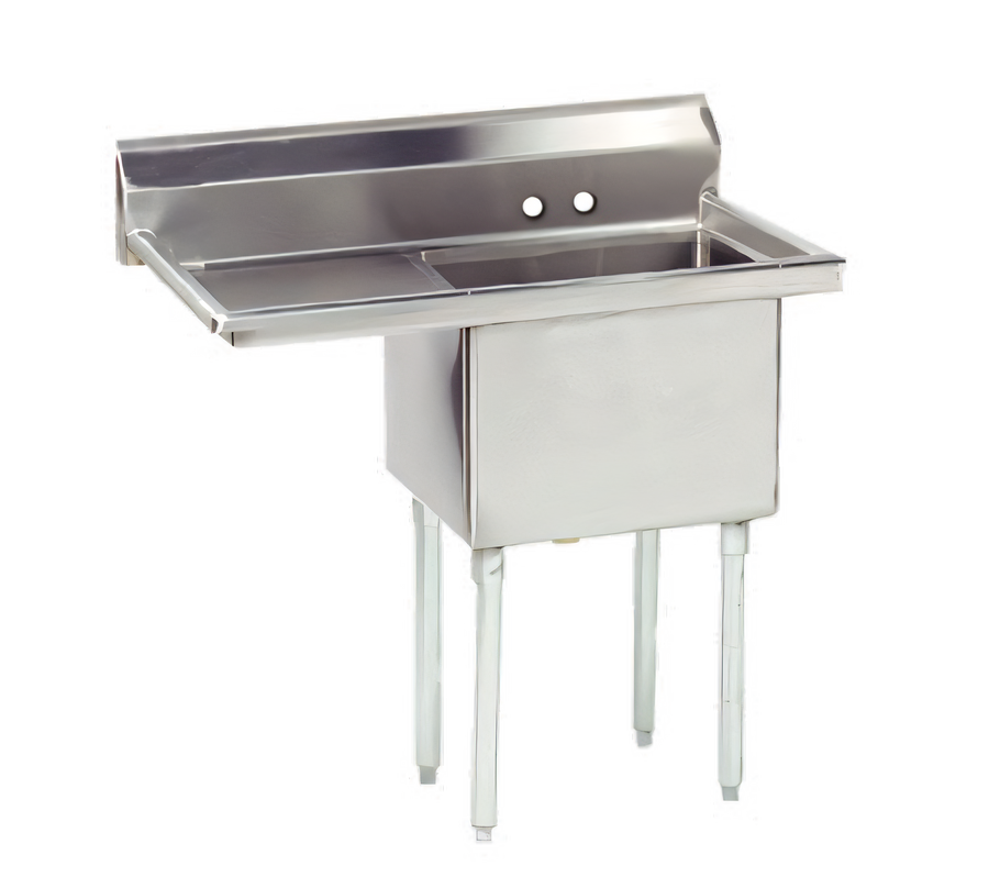 Product image #1 for Advance Tabco Special Value Fabricated Single-Compartment Sink with Left Drainboard, 18" x 18" x 12" Bowl, 304 Stainless Steel