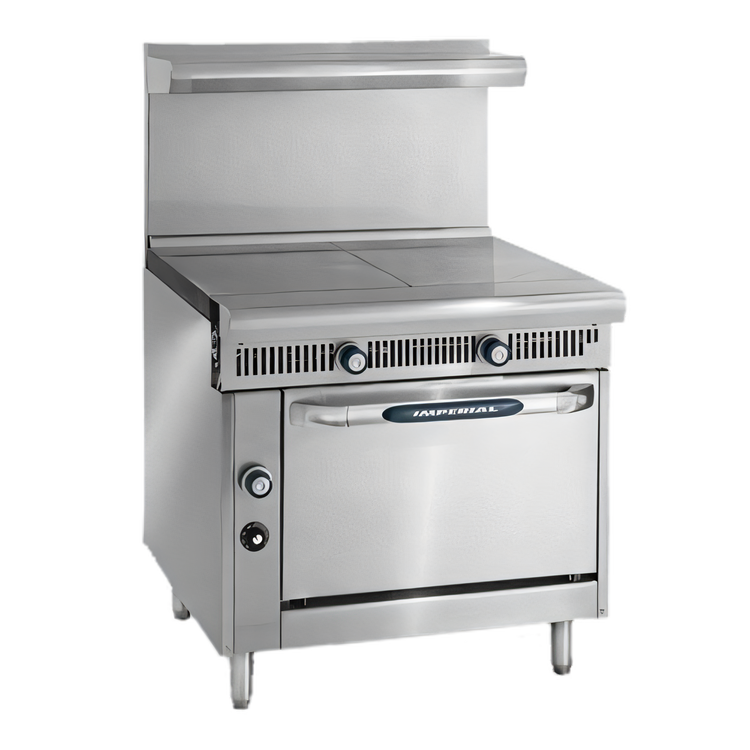 Product image #1 for Imperial Spec Series Heavy Duty 36-Inch Gas Range with Two 18-Inch Hot Tops and Convection Oven Base