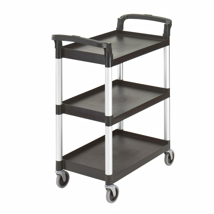 Product image #1 for Cambro Small KD Service Cart, 3-Shelf, Black, 300 lb Capacity
