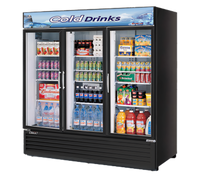 Turbo Air TGM-72RS(B)-N 3-Section Bottom Mount Self-Contained Glass Door Refrigerated Merchandiser, 67.98 Cu. Ft.