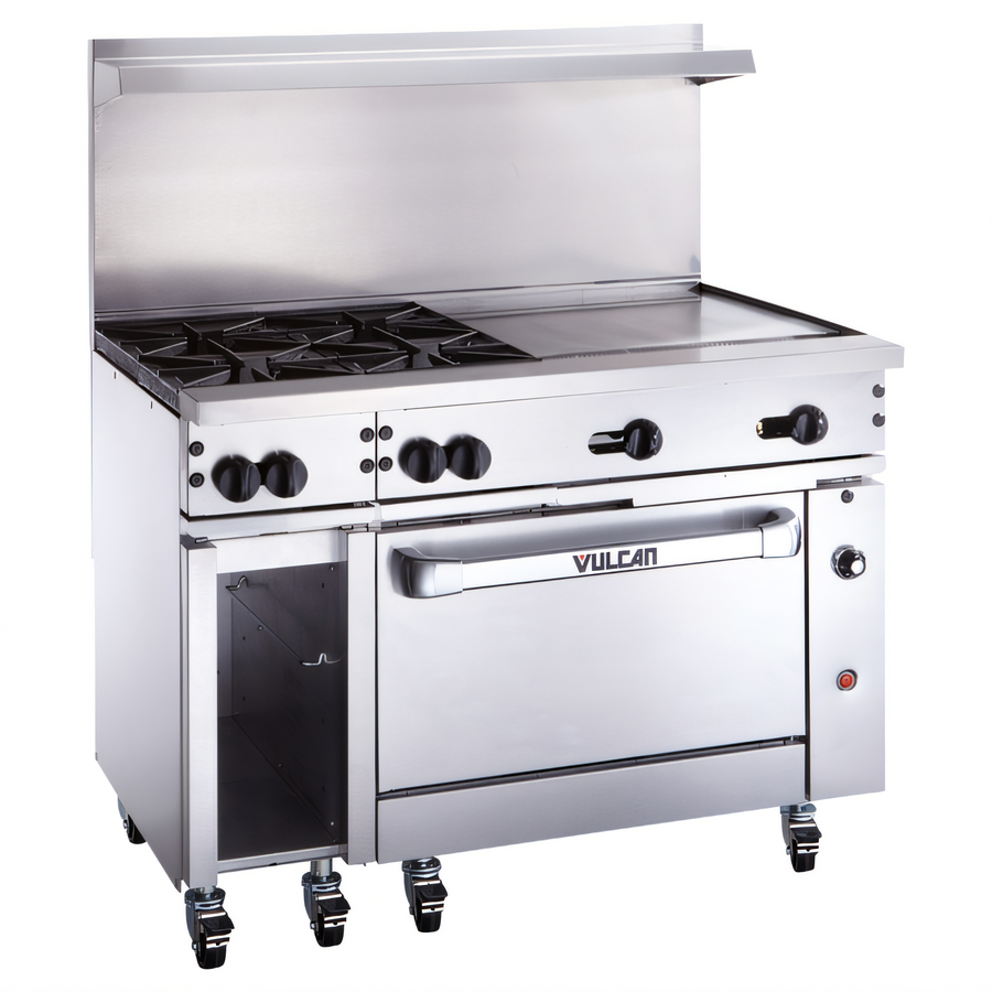 Product image #1 for Vulcan Endurance 48-Inch Gas Restaurant Range with 2 Open Burners, 36-Inch Griddle, and Standard Oven