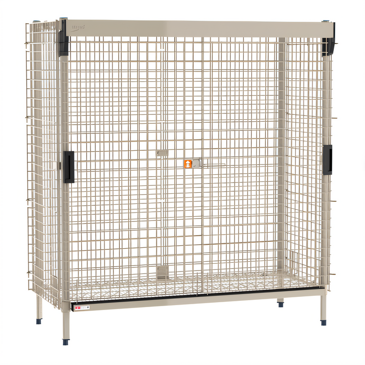 Product image #1 for MetroMax Taupe Epoxy Stationary Security Cage with Sliding Doors, 24 x 60 Shelf