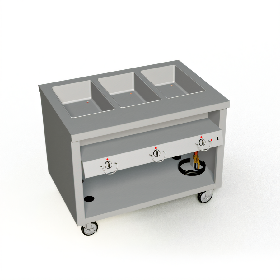 Product image #1 for Thurmaduke TEHF-46PG Mobile Hot Food Unit with 3 Sealed Wells, Paint Grip Steel Body