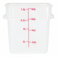 Omcan USA 8 Quart Square Translucent Polypropylene Food Storage Container