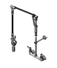 Wall-Mount Pre-Rinse Mixing Faucet with Retractable Arm and 0.65 GPM Spray Valve