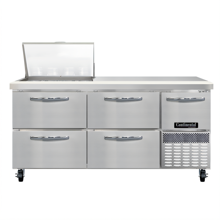 Product image #1 for Continental Refrigerator RA68N12M-D 68" Mighty Top Refrigerated Sandwich Prep Table with 4 Drawers