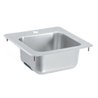 Thumbnail image #1 for Vollrath 1551 Single-Bowl Drop-In Underbar Sink, 15" x 15", 304 Stainless Steel, Electronic Mixing Faucet Hole