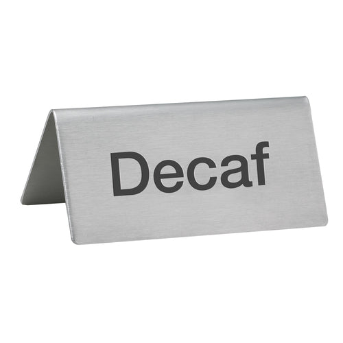 Product image #1 for Winco Decaf Stainless Steel Beverage Table Tent Sign, 3 x 1-1/2 x 1-1/4 Inches