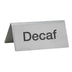 Thumbnail image #1 for Winco Decaf Stainless Steel Beverage Table Tent Sign, 3 x 1-1/2 x 1-1/4 Inches