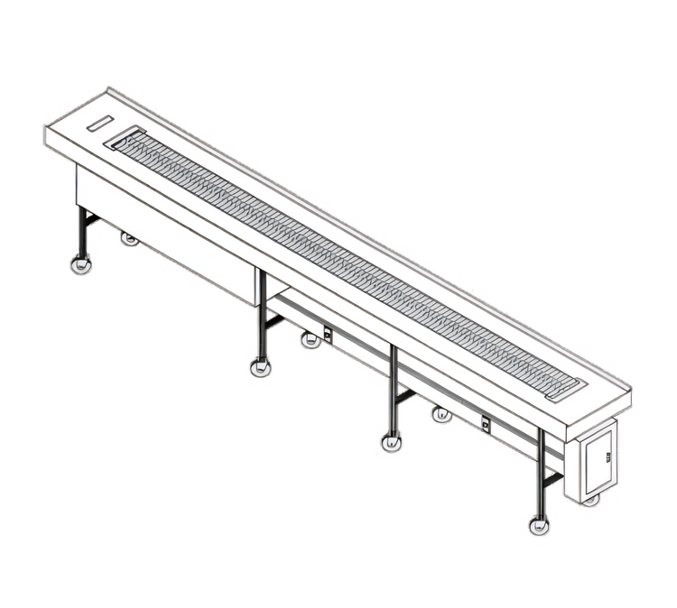 Product image #1 for Dinex DXIESSB12 12' Lexan Slat Belt Tray Make-Up Conveyor