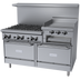 Thumbnail image #1 for Garland GFE Starfire Pro 60-Inch Gas Restaurant Range with 6 Open Burners, 24-Inch Raised Griddle/Broiler, Convection Oven, and Standard Oven