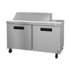 Thumbnail image #1 for Hoshizaki Steelheart SR60B-12 60-Inch 2-Section Sandwich Top Prep Refrigerator, 12-Pan Rail, Stainless Steel