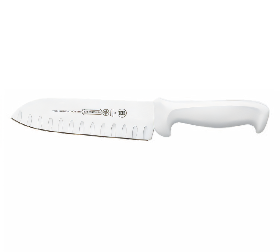 Product image #1 for Mundial 7-Inch Stamped Santoku Knife with Granton Edge and White Polypropylene Handle