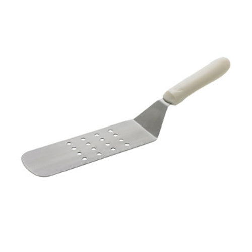 Product image #1 for Stainless Steel Flexible Perforated Turner with White Ergonomic Handle, 8-1/4 x 2-7/8 Inch Blade