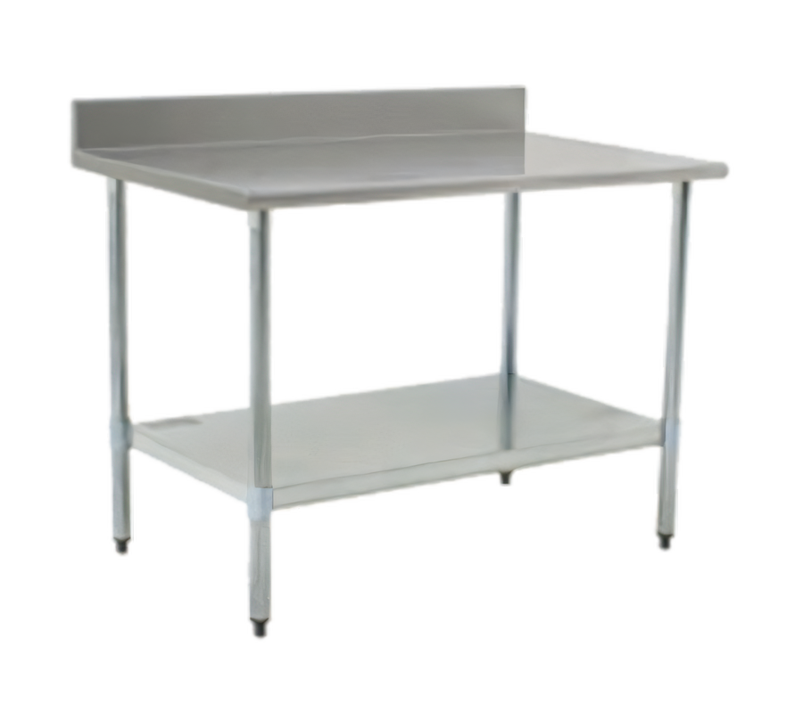 Product image #1 for Eagle Group Budget Series 84" x 30" 430 Stainless Steel Work Table with 4-1/2" Backsplash, Undershelf and Rolled Front Edge