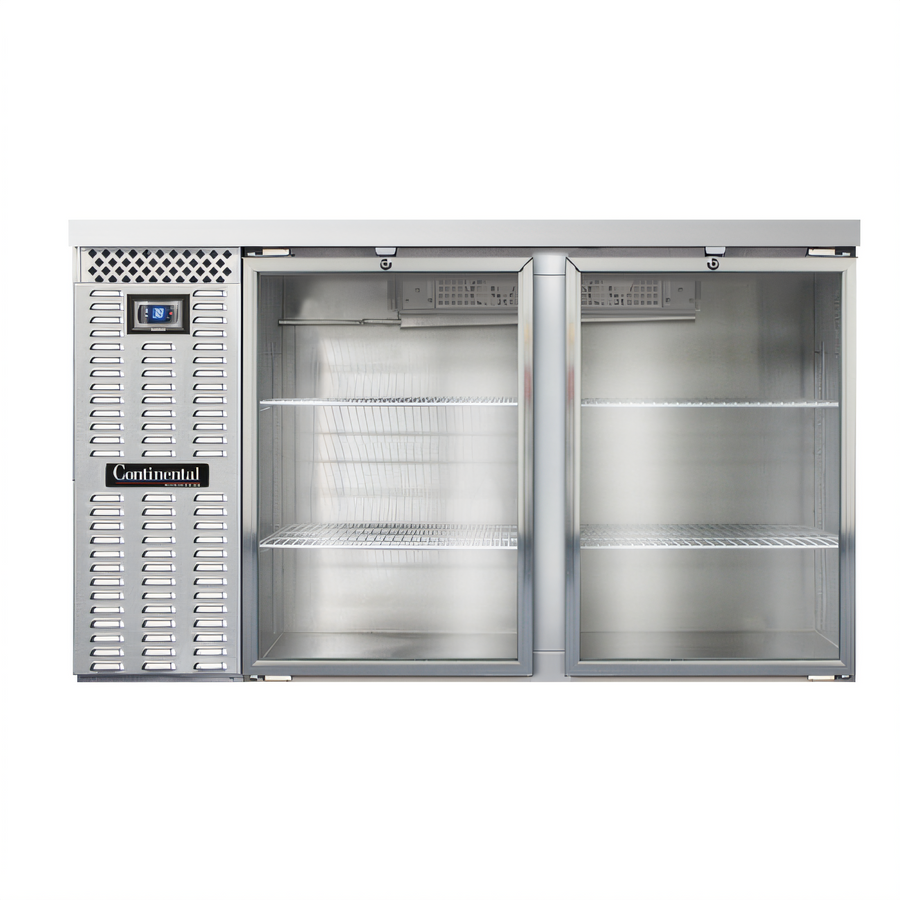 Product image #1 for Continental Refrigerator BB59SNSSGD 59" Shallow Depth Refrigerated Back Bar Cooler with Glass Doors
