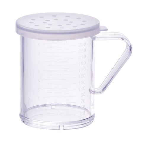 Product image #1 for Winco 10 oz Clear Polycarbonate Shaker/Dredge with Handle and Large Holes