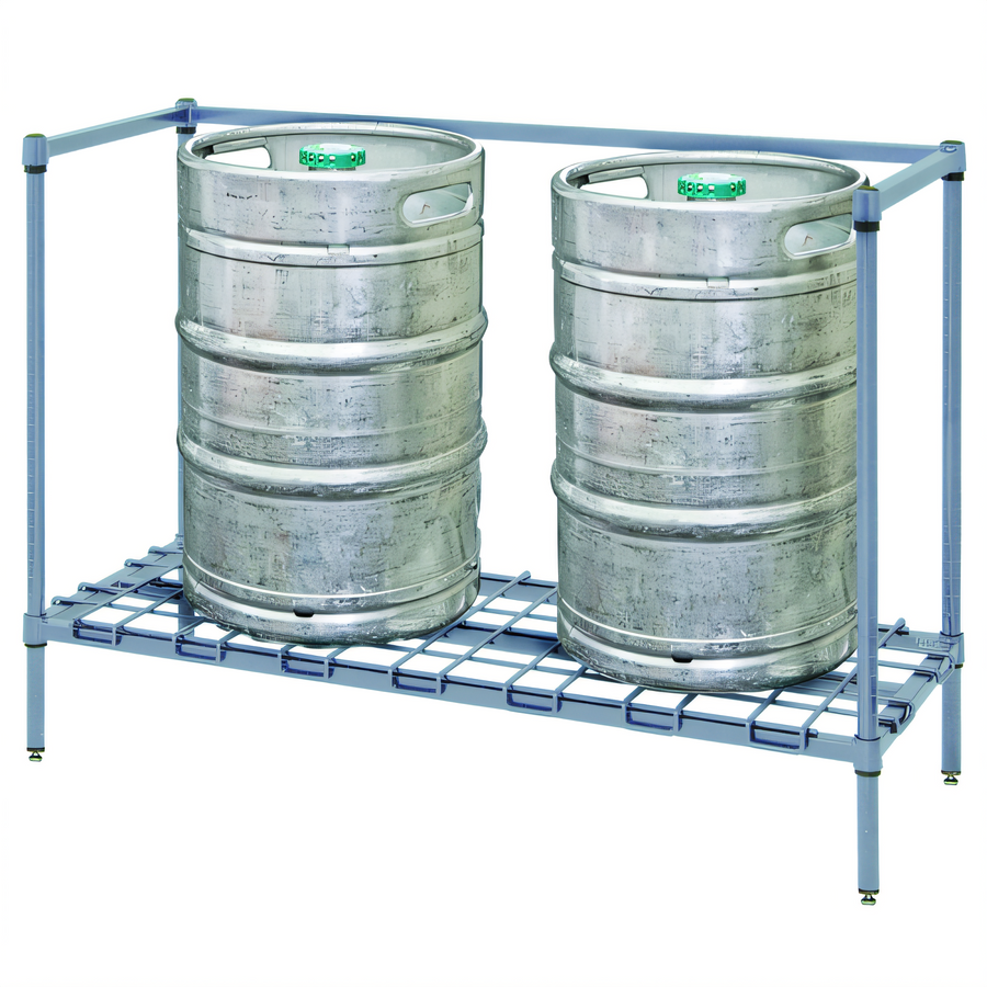 Product image #1 for Quantum Modular Wire Dunnage Keg Rack, 60 x 24 x 34 Inches, 3-Keg Capacity, Gray Epoxy Antimicrobial Finish