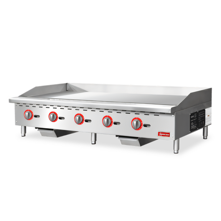 Product image #1 for Omcan 60-Inch Countertop Natural Gas Commercial Griddle, 3/4-Inch Plate, 5 Burners, 140,000 BTU
