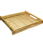 Thumbnail image #1 for Town Equipment 34248/DZ Rectangular Bamboo Serving Tray, 14 x 11 inches, with Built-In Handles