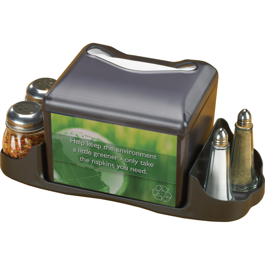 Product image #1 for Venue Tabletop Fullfold Napkin Dispenser with Condiment Caddy, Translucent Black Pearl