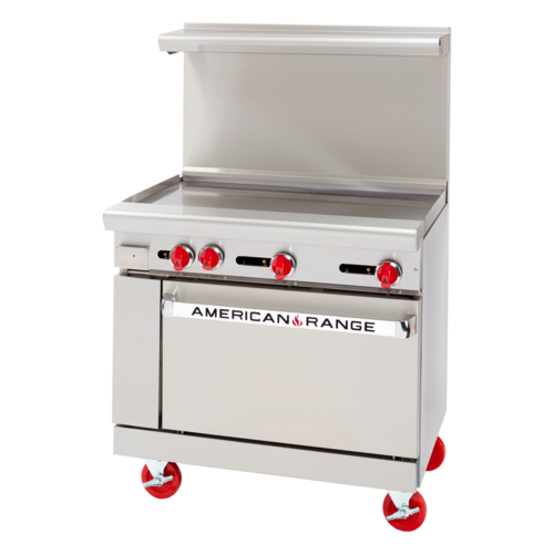 Product image #1 for American Range Green Flame 36-Inch Commercial Gas Range with 36-Inch Manual Griddle and Standard Oven