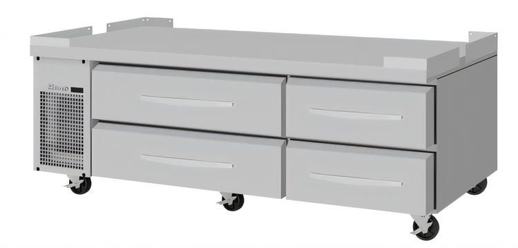 Product image #1 for Turbo Air PRO Series Two-Section 4-Drawer Freezer Chef Base with Stainless Steel Flat Top