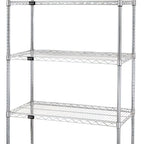 Thumbnail image #1 for Quantum WR86-2124C-5 Stationary Chrome Wire Shelving Starter Unit, 24"W x 21"D x 86"H, 5 Shelves, 4 Posts