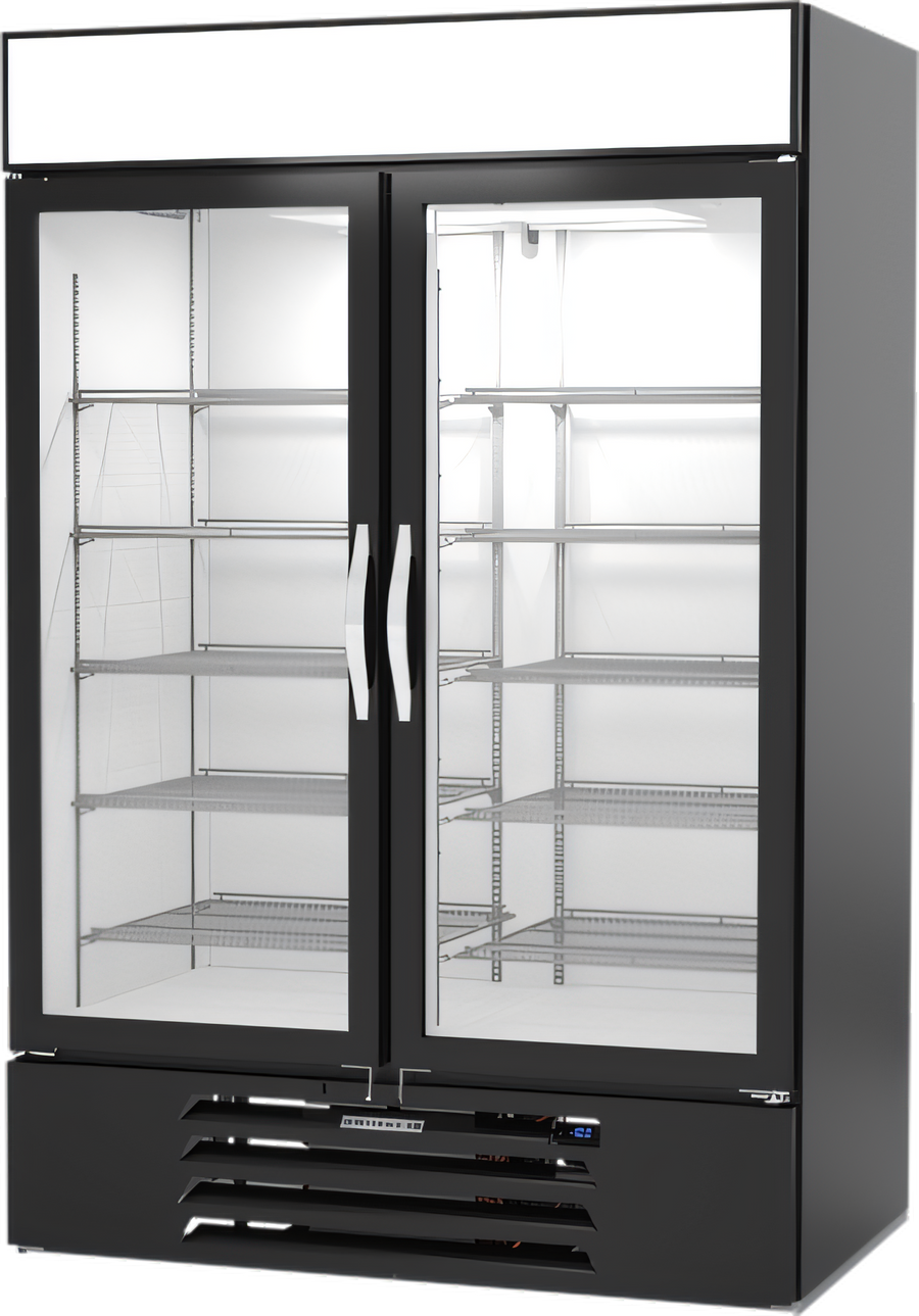 Product image #1 for Beverage-Air MarketMax IQ Two-Section Reach-In Glass Door Freezer Merchandiser, 46.2 Cu. Ft., Black
