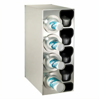 Dispense-Rite Adjustable Stainless Steel Cup Dispensing Cabinet with Lid Chutes and Straw Organizer for 8 oz. to 44 oz. Cups