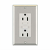 Thumbnail image #1 for Heavy-Duty GFCI Receptacle with Stainless Steel Face Plate, NEMA 5-20, Gray