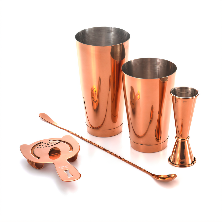 Product image #1 for Barfly Basics 5-Piece Copper-Plated Mixology Bar Set with Full- and Half-Size Shakers