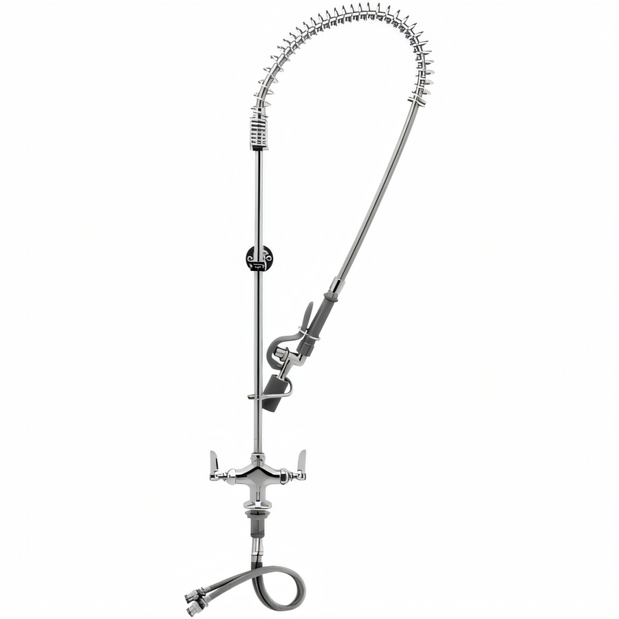 Product image #1 for T&S Brass EasyInstall Spring-Action Gooseneck Single-Hole Deck-Mount Pre-Rinse Unit with 44-Inch Hose and 0.65 GPM Spray Valve