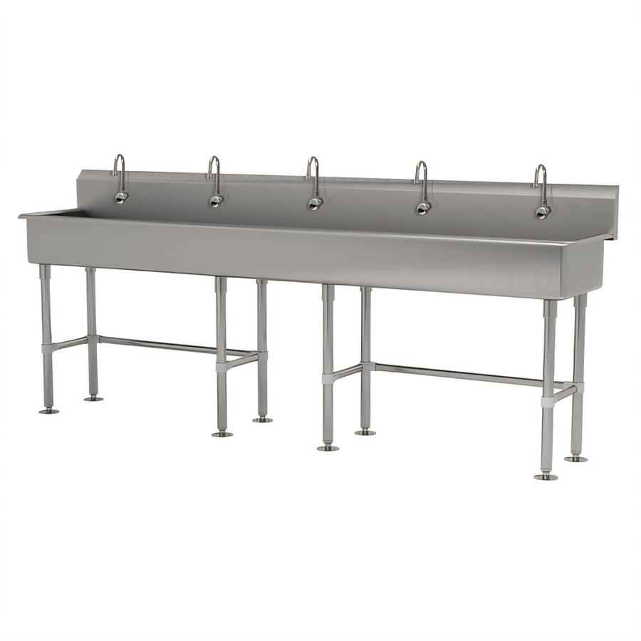 Product image #1 for Advance Tabco 100-Inch 5-Station Freestanding Multiwash Hand Sink with 5 Electronic Faucets