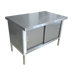 Thumbnail image #1 for Omcan USA 48-Inch x 30-Inch x 34-Inch Flat Top Stainless Steel Enclosed Work Table with Sliding Doors