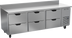 Thumbnail image #1 for Beverage-Air Three-Section 93-Inch Wide Worktop Refrigerator with 6 Drawers and Rear Splash