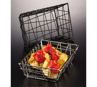 Zorro Small Rectangular Wire Serving Basket with Chrome Finish, 9 x 6 x 2.5 Inches