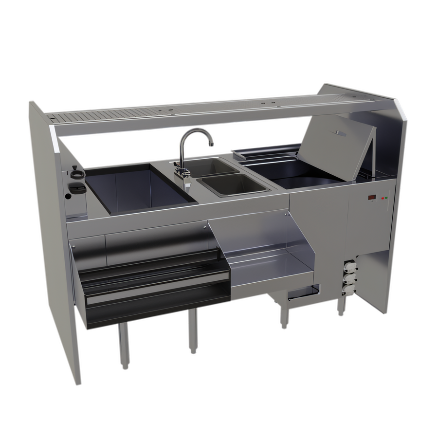 Product image #1 for Glastender Complete Style Pass-Thru Cocktail Station with GW24 Glasswasher, 66 Inch Wide, Rightward Workflow