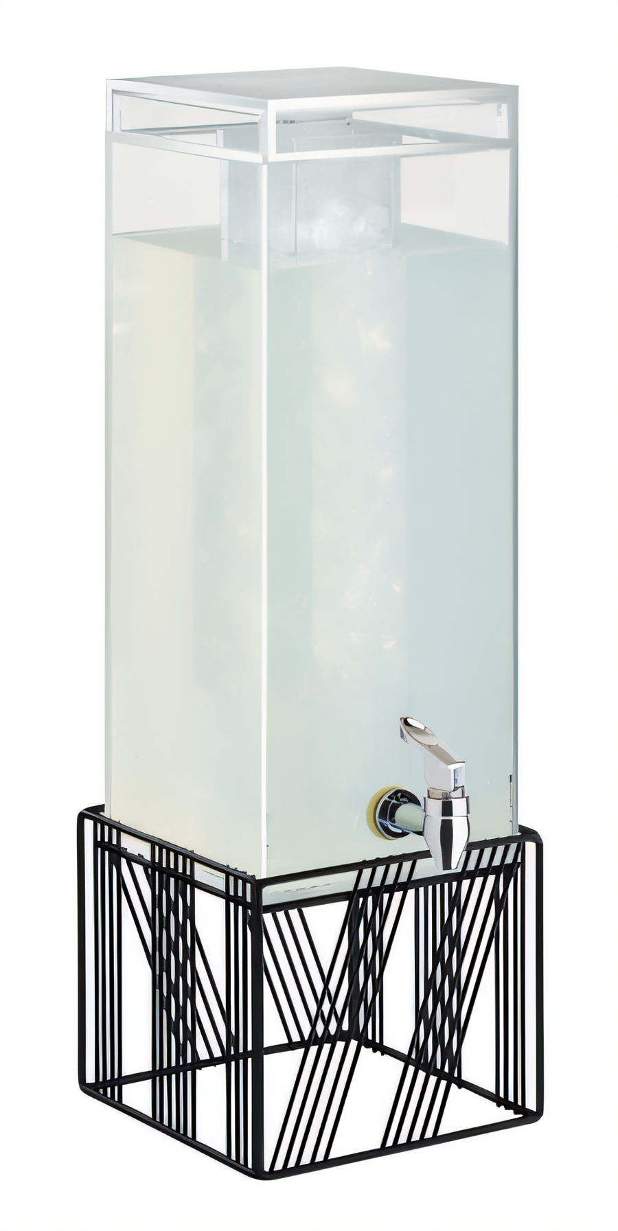 Product image #1 for Portland 3 Gallon Square Acrylic Beverage Dispenser with Ice Chamber, Drip Tray and Spigot, Black