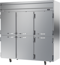 Beverage-Air Horizon Series Three-Section Reach-In Freezer with Half Solid Doors, 69.1 Cu. Ft., Top-Mounted Self-Contained Refrigeration