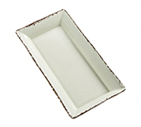 American Metalcraft Medium Rectangular Melamine Platter, Antique White, 18 x 8-1/4 x 2 Inch