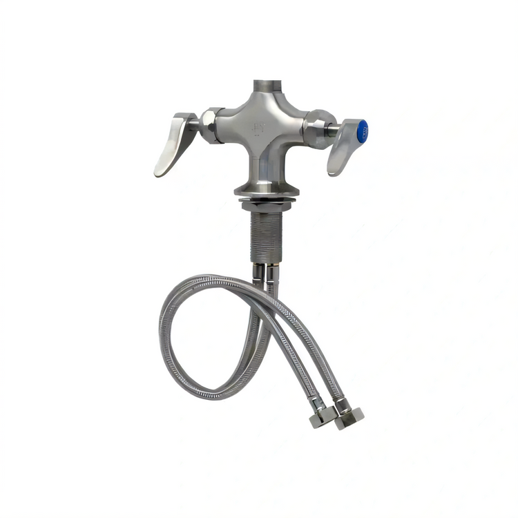 Product image #1 for T&S Brass Stainless Steel Single-Hole Deck-Mount Mixing Faucet with Swivel Outlet, Less Nozzle