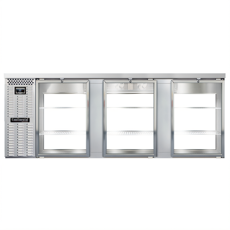 Product image #1 for Continental Refrigerator BB90NSSGDPT 90-Inch Pass-Thru Refrigerated Back Bar Cooler with Hinged Glass Doors
