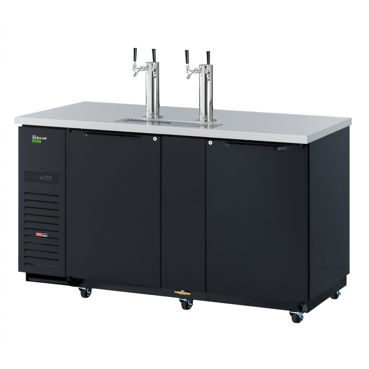 Product image #1 for Turbo Air Super Deluxe 69-Inch 3-Keg Beer Dispenser with Dual Double-Faucet Beer Towers, Black Vinyl Exterior