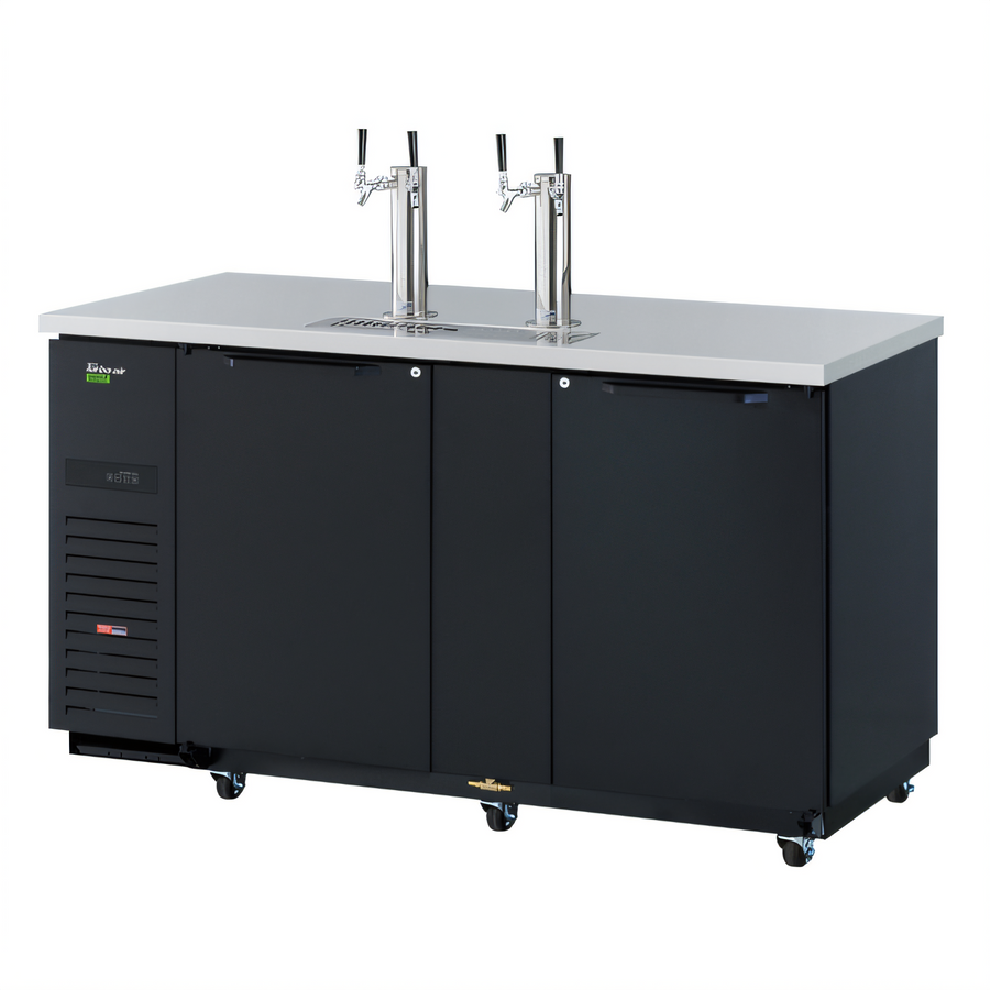 Product image #1 for Turbo Air Super Deluxe 69-Inch 3-Keg Beer Dispenser with Dual Double-Faucet Beer Towers, Black Vinyl Exterior