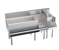 Krowne Royal Series 60-Inch Underbar Ice Bin/Cocktail Station with 36-Inch Center Ice Bin, 10-Circuit Cold Plate, Blender Sink, and Liquor Display